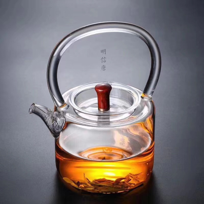 明信唐提梁壶烧水泡茶煮茶壶耐热玻璃配件盖子煮漏温茶台礼品套组
