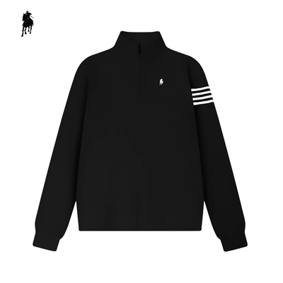 PAOLO GARAGE长袖POLO衫男秋冬新款商务休闲半拉链加绒打底衫卫衣