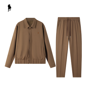 PAOLO GARAGE休闲两件套男秋冬新款时尚羊毛外套夹克长裤套装男