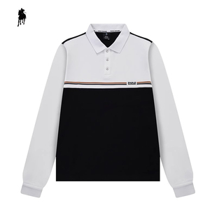 PAOLO GARAGE拼色商务休闲打底衫男士秋冬新款翻领POLO衫高端上衣