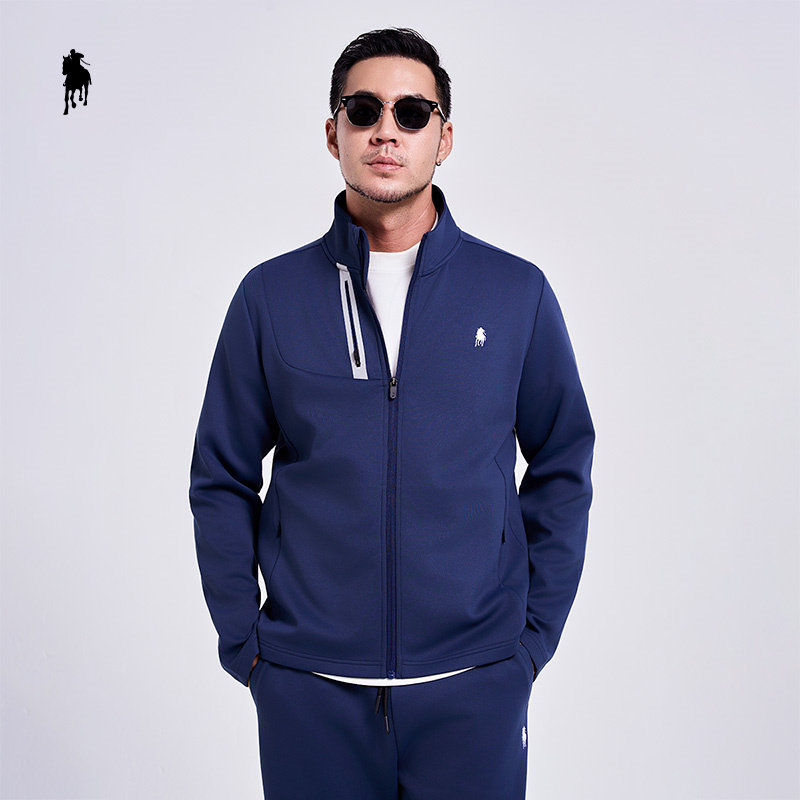 PAOLO GARAGE运动外套男2025秋冬新款时尚百搭刺绣立领外套男夹克