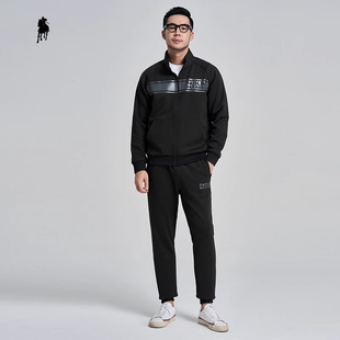 PAOLO GARAGE商务休闲套装男秋季新款时尚百搭立领外套夹克两件套