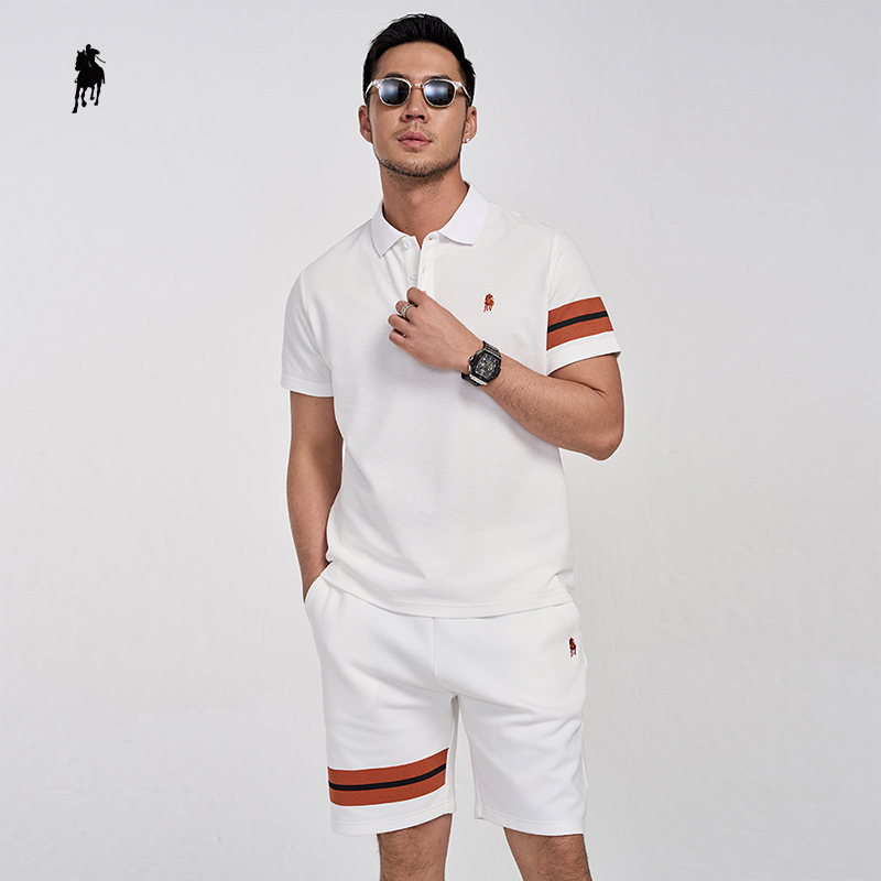 PAOLO GARAGE2025夏季新款套装男运动短裤短袖男商务休闲POLO衫男