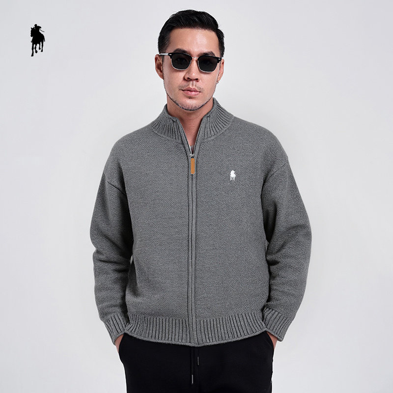 PAOLO GARAGE毛衣男2025秋冬新款开衫立领针织衫男商务休闲外套男