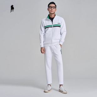 PAOLO GARAGE商务休闲运动套装男秋季新款条纹拼接外套夹克两件套