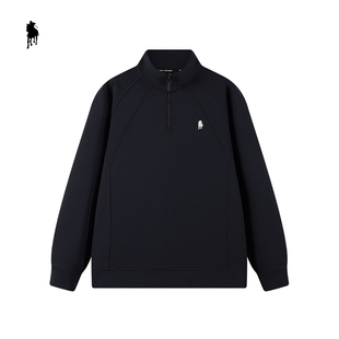 PAOLO GARAGE半拉链POLO衫男春季新款商务休闲立领刺绣加绒卫衣男