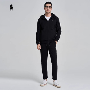 PAOLO GARAGE商务休闲套装男士秋季新款连帽外套时尚两件套长裤男