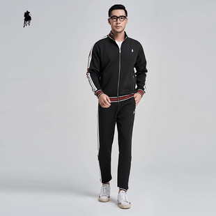 PAOLO GARAGE商务休闲黑色外套裤子两件套男秋季新款夹克裤子套装