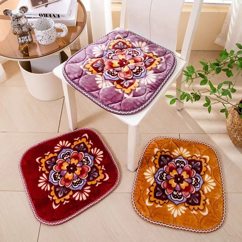 加厚毛绒坐垫冬季保暖办公防滑椅子垫家用沙发垫圆形