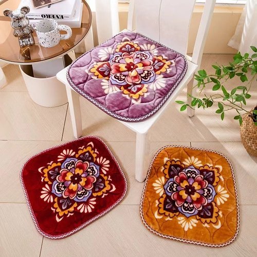 加厚毛绒坐垫冬季保暖办公防滑椅子垫家用沙发垫圆形