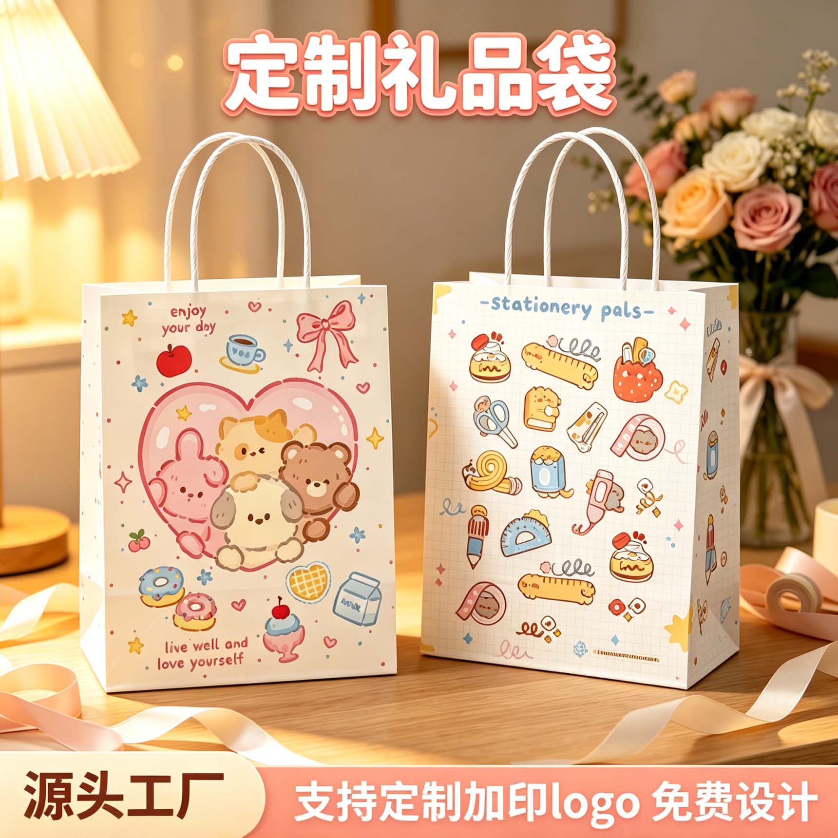 定制牛皮纸袋手提袋子烘焙外卖打包袋礼物小伴手礼品包装袋印logo