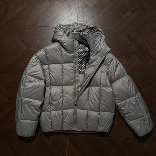 Ntalk 方格绗缝工艺新国标90白鸭绒200g高充绒连帽保暖羽绒服外套