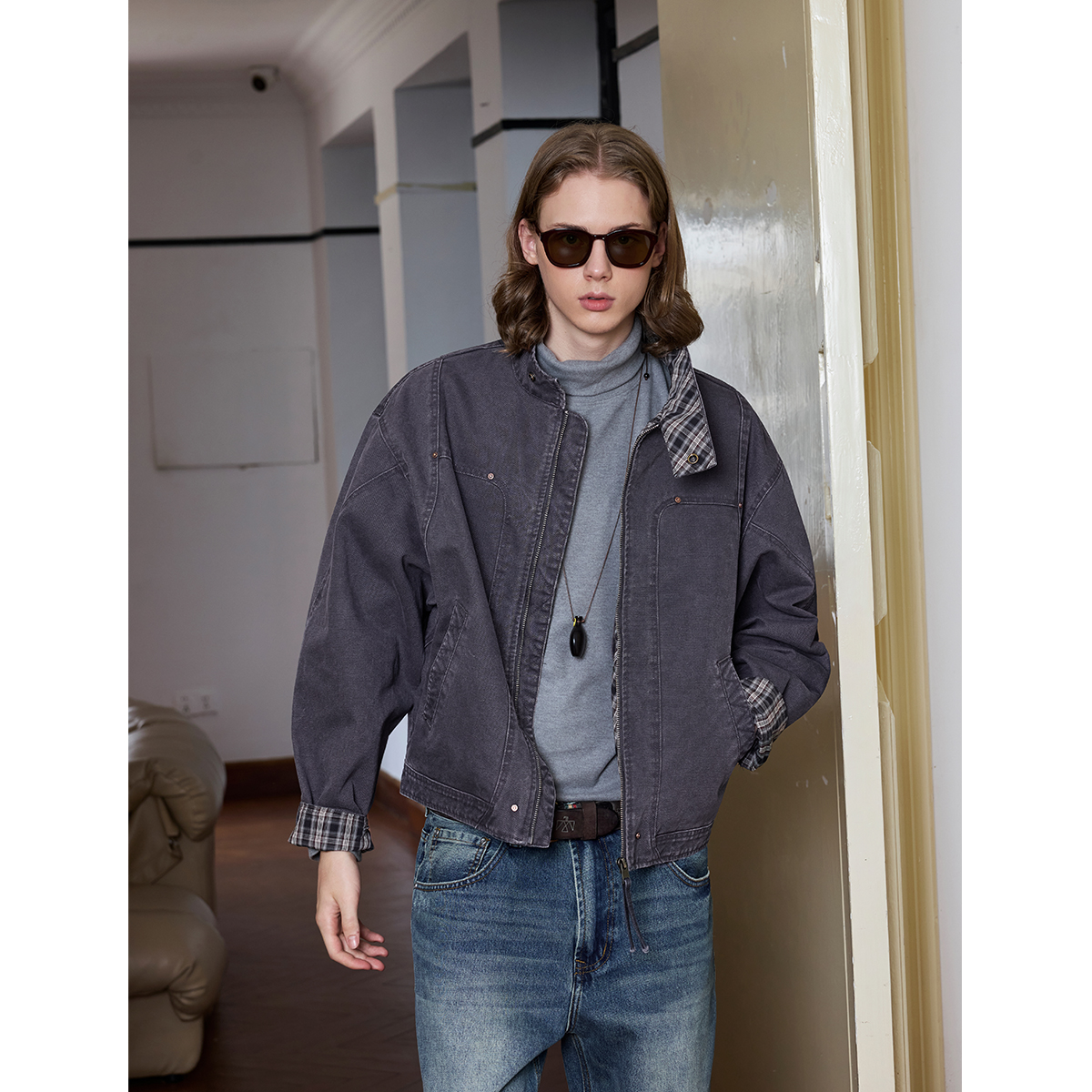 Ntalk 超重磅420克双股珠帆经典卡哈特质感耐磨挺阔短宽夹克外套