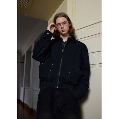 Ntalk 巴伯尔工艺重磅经纬竹节面料水洗复古肌理感巴恩风夹克外套