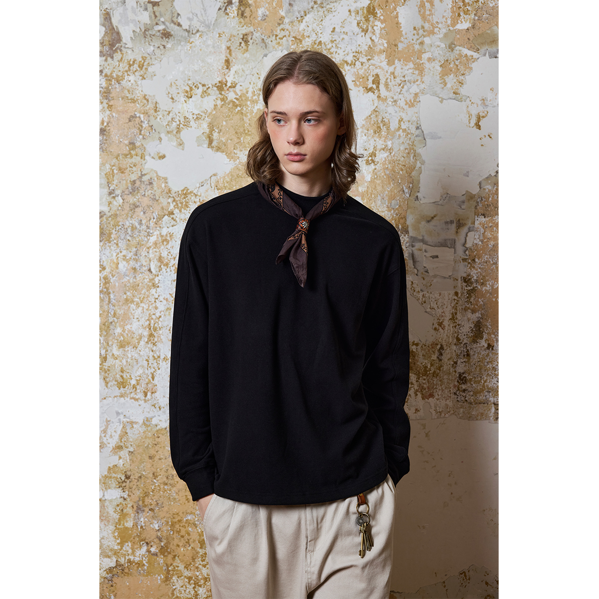 Ntalk 300克莫代尔速暖绒面料前幅立体拼缝剪裁舒适口粮打底T恤