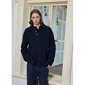 Ntalk 320克提花泡泡皱空气层翻领细节拼色蓝色格纹肌理感POLO衫