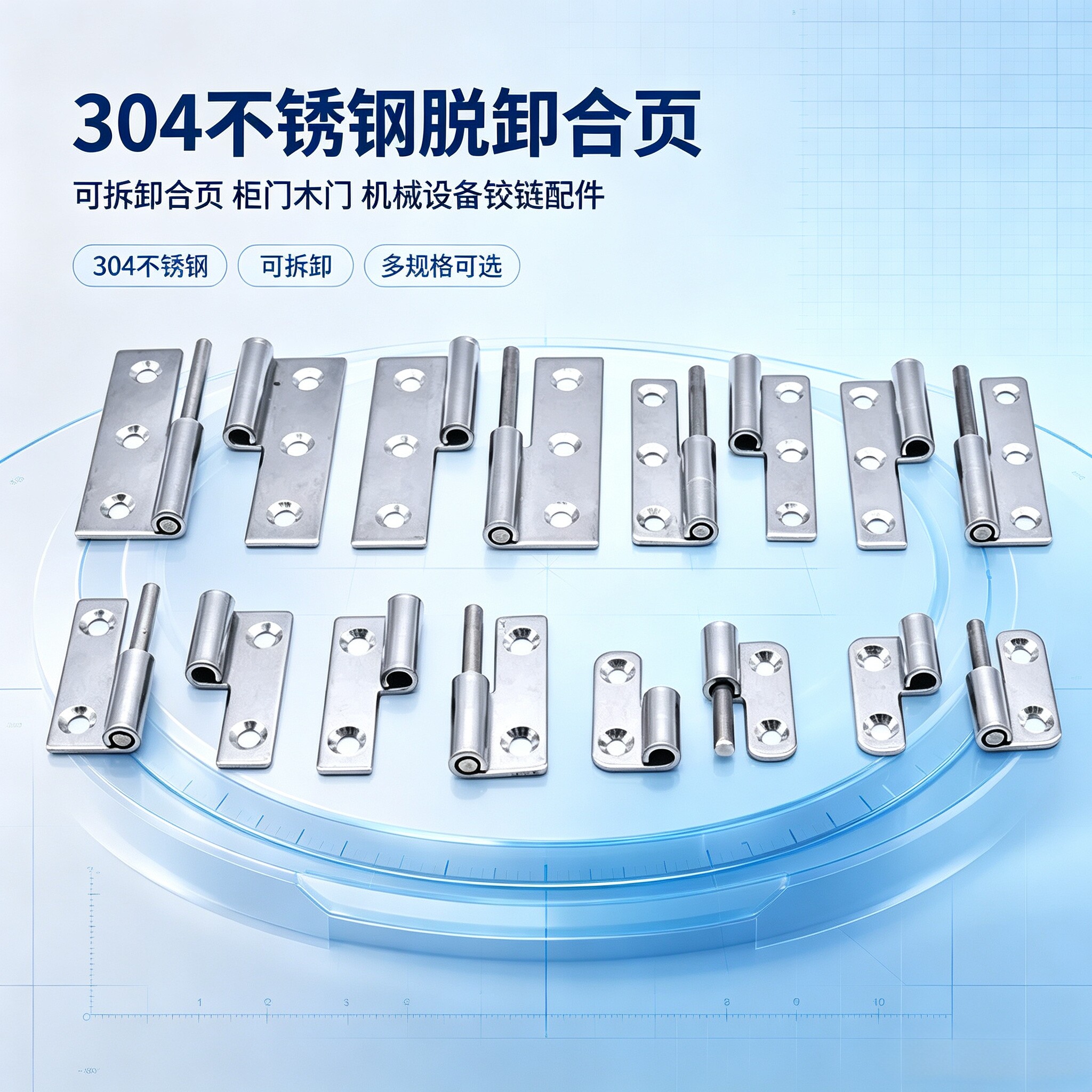 加厚1.5/2/2.5寸304不锈钢脱卸合页铰链橱柜门折叠木门合页可拆卸