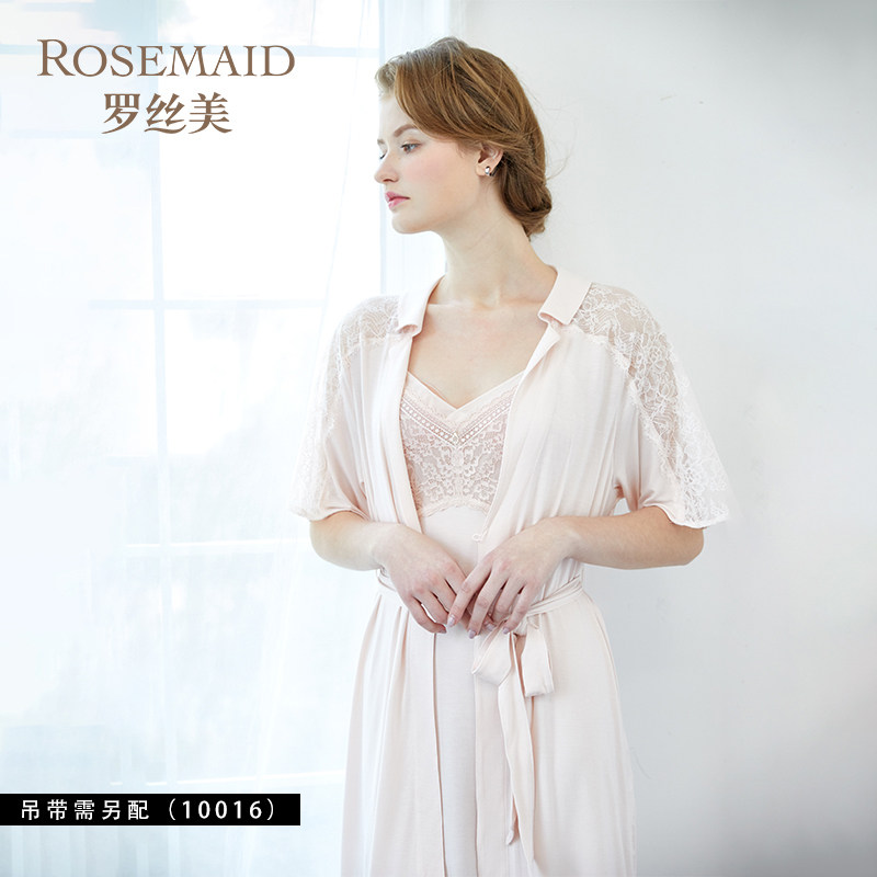罗丝美蕾丝花边睡衣女 春夏性感新款中袖外披薄款外穿居家服11007