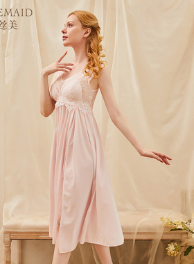 Rosemaid/罗丝美深V领性感睡裙短袖蕾丝裙优雅时尚秋冬新款11307