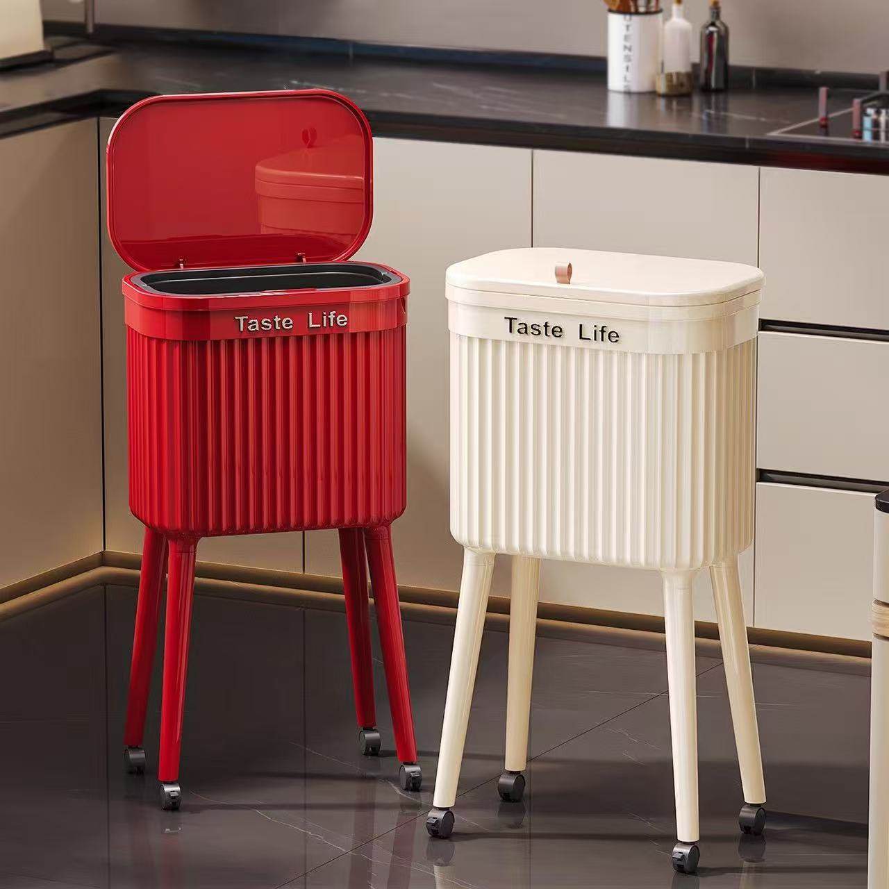 厨房垃圾桶家用2026新款高颜值可移动大容量免弯腰专用高脚卫生桶
