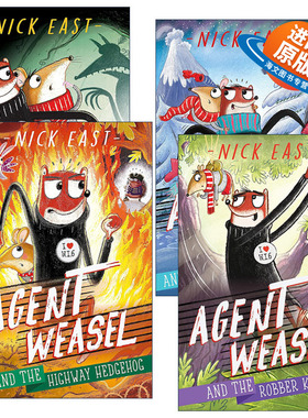 英文原版 Agent Weasel 黄鼠狼特工系列4册 可恶的雪先生/凶残的狐狸帮/强盗王/高速公路刺猬 英文版 进口英语原版书籍