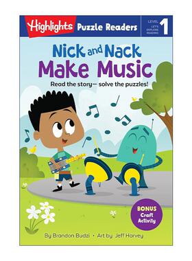 英文原版 Nick and Nack Make Music Highlights Puzzle Readers Level 1 尼克与纳克系列 制作音乐 故事与益智谜题 儿童分级读物