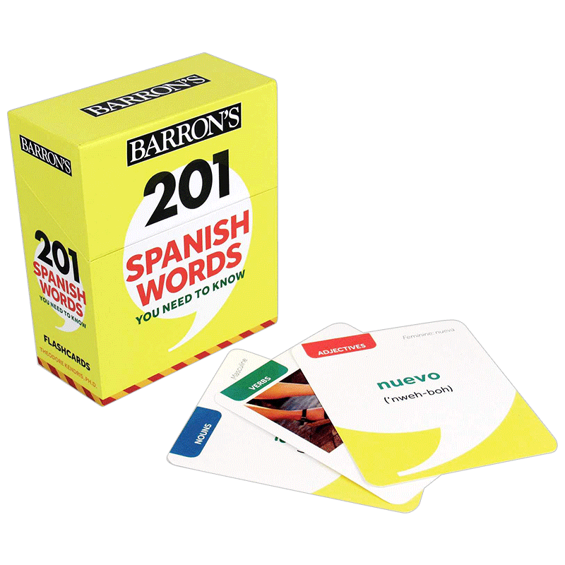 巴朗201个你需要知道的西班牙语单词 英文原版 201 Spanish Words You Need to Know Flashcards 西班牙语词汇卡 英文版进口书籍