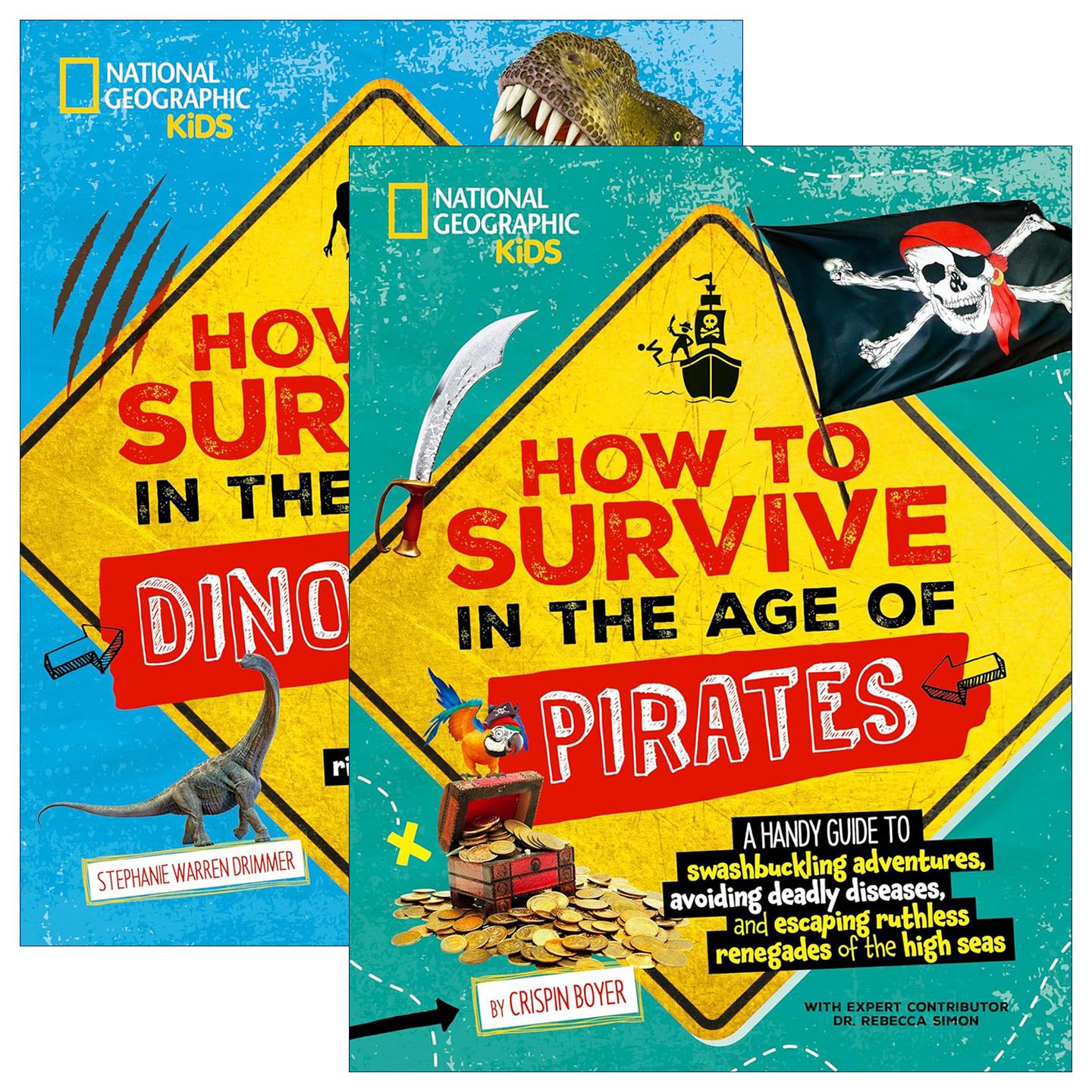 英文原版 How to Survive in the Age of Pirates/Dinosaurs 如何在海盗/恐龙时代生存2册 儿童趣味历史科普百科 英文版 进口书籍