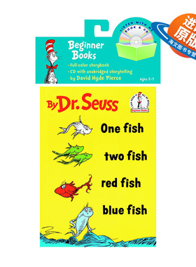 英文原版 One Fish Two Fish Red Fish Blue Fish 一条鱼两条鱼红色的鱼蓝色的鱼 苏斯博士儿童绘本 附CD 英文版 进口英语书籍