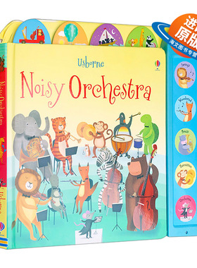 英文原版 Noisy Orchestra 嘈杂的乐团 发声书大开纸板书 低幼乐器启蒙儿童英语书 Usborne 动物管弦乐队音乐书 英文版 进口书