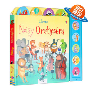 英文原版 Noisy Orchestra 嘈杂的乐团 发声书大开纸板书 低幼乐器启蒙儿童英语书 Usborne 动物管弦乐队音乐书 英文版 进口书