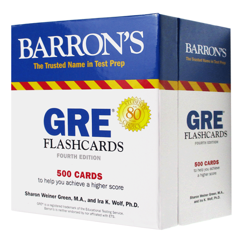 巴朗GRE500闪卡 英文原版 Barron's GRE Flashcards 500 Flashcards 抽认卡帮助你获得高分 英语单词词汇卡片 英文版原版考试书籍