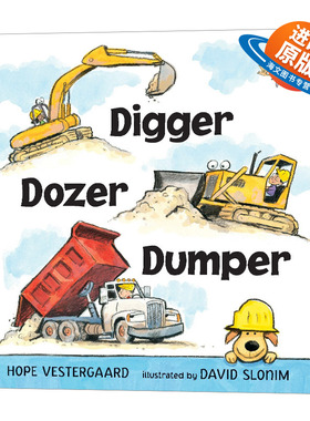 英文原版绘本 Digger Dozer Dumper 挖掘机 推土机 翻斗车 纸板书绘本 英文版 进口英语原版书籍儿童外文书