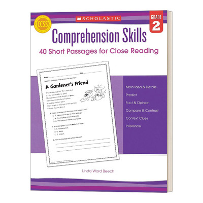 英文原版 Comprehension Skills 40 Short Passages for Close Reading Grade2 学乐阅读理解技巧2年级 英文版 进口英语原版书籍