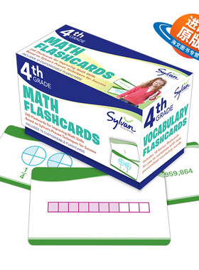 英文原版 4th Grade Math Flashcards 美国小学四年级数学卡片240张 英文版 进口英语原版书籍儿童外文书