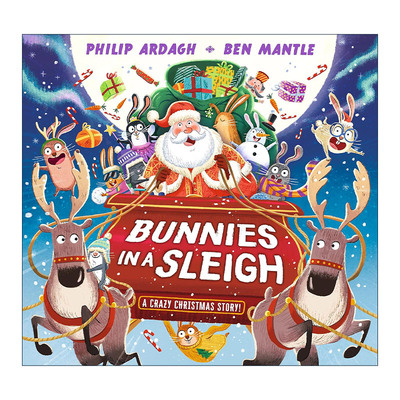 英文原版 Bunnies in a Sleigh A Crazy Christmas Story! 雪橇上的兔子 疯狂的圣诞节 儿童动物绘本精装 英文版进口英语原版书籍