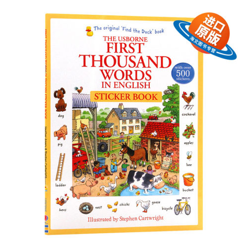 基础英语1000词贴纸书 英文原版 Usborne First 1000 Words in English Sticker Book 尤斯伯恩 儿童英语单词学习书 英文版书籍
