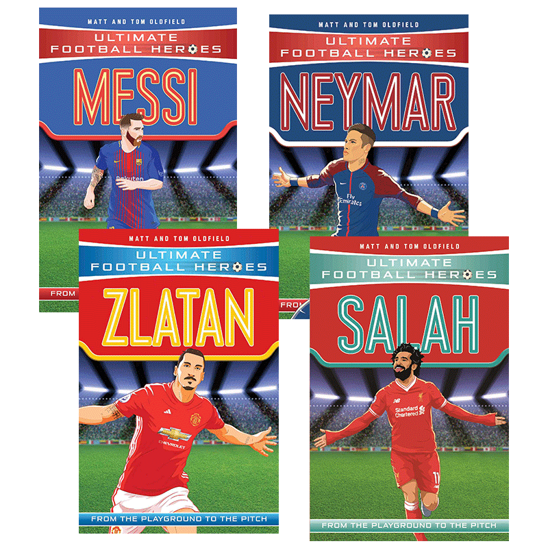 足球明星人物传记4册 英文原版 Ultimate Football Heroes 梅西 内马尔 萨拉赫 英文版儿童励志章节小说读物 进口原版英语书籍