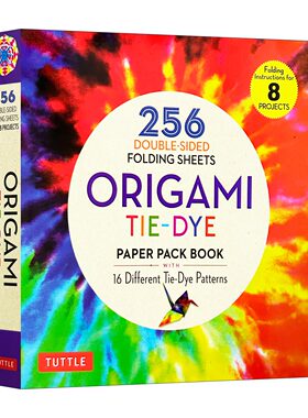 英文原版 Origami Tie-Dye Patterns Paper Pack Book 扎染图案双面折纸256张 Tuttle Publishing 英文版 进口英语原版书籍