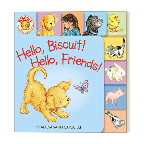 英文原版 Hello Biscuit Hello Friends Tabbed Board Book 你好小饼干狗 你好朋友 大开本异形纸板书 启蒙认知绘本 进口英语书籍
