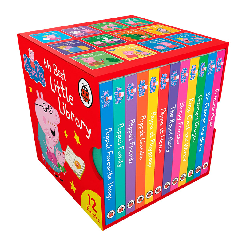 英文原版 Peppa Pig My Best Little Library 佩奇的小小图书馆 12册盒装 粉红猪小妹手掌书 日常故事 词汇启蒙 英文版进口英语书