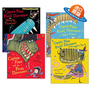 英文原版 Captain Flinn and the Pirate Dinosaurs 福林船长与海盗恐龙4册 消失的宝藏 魔法弯刀 盗贼之海 英文版 进口原版书籍