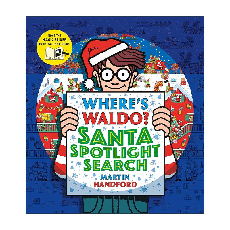 英文原版 Where's Waldo Santa Spotlight Search 沃尔多在哪里 圣诞老人聚光灯搜索 儿童精装趣味游戏活动书 经典场景找一找 谜题