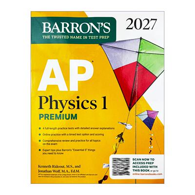 英文原版 AP Physics 1 Premium 2027 巴朗AP物理1 备考指南 高级版 4套题+综合复习+在线练习 英文版 进口英语原版书籍