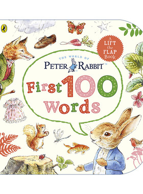 英文原版 Peter Rabbit Peter's First 100 Words 和彼得兔学单词 纸板书 儿童启蒙翻翻书 英文版 进口英语原版书籍