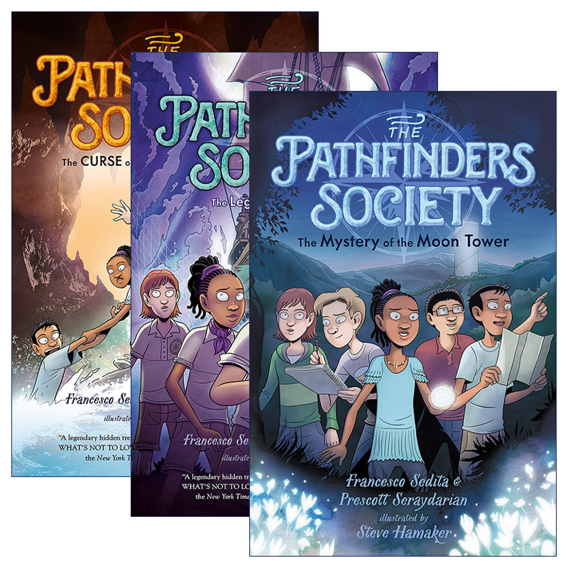 英文原版 The Pathfinders Society 探索者协会1-3册 全彩漫画侦探推理小说 Francesco Sedita 月亮塔之谜 英文版 进口英语书籍 书籍/杂志/报纸 儿童读物原版书 原图主图