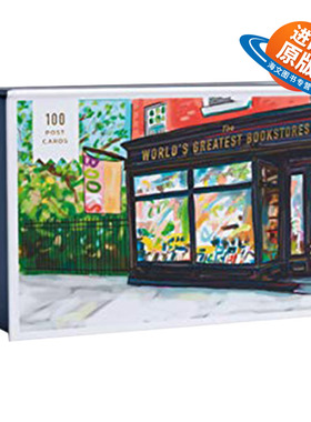 英文原版 World's Greatest Bookstores 世界上伟大的书店 手绘明信片 100张 英文版 进口英语原版书籍