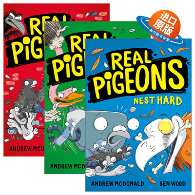 英文原版 Real Pigeons series 真正的鸽子系列3册 努力地筑巢 吃的是危险 打击罪犯 英文版 进口英语原版书籍