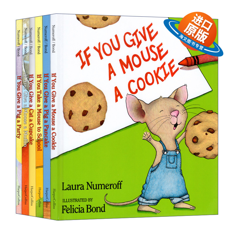 英文原版 If You Give a Mouse a Cookie 如果要是你给老鼠吃饼干 经典故事6本盒装 精装绘本Laura Nurmeroff 英文版 进口英语书籍
