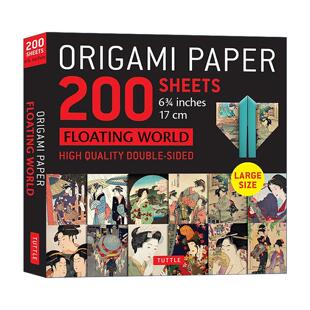 World Tuttle Origami Floating 200 Publishing 日本浮世绘图案双面折纸200张 英文版 Sheets Paper 英文原版